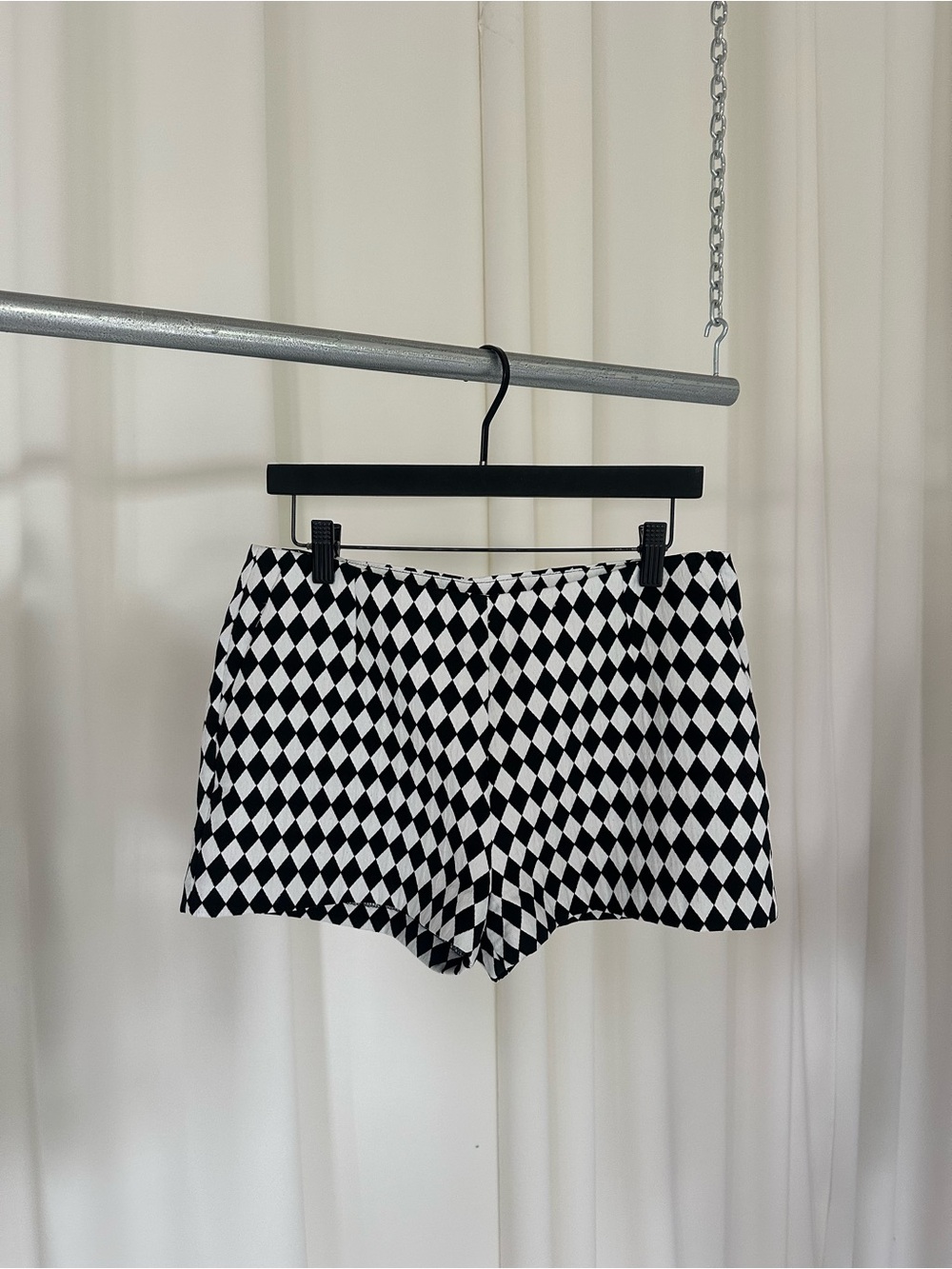 Black & White Diamond Print Micro Shorts